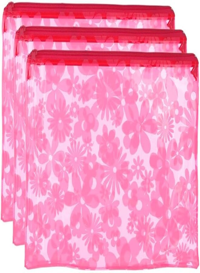 3A B4 Plastic Binder 26 * 36 cm With Zipper 3 Pieces - Pink NCF